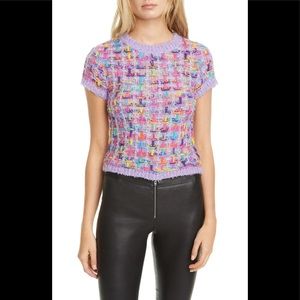 Alice + Olivia Ciara Wool Blended Textured Short Sleeve Crop NWT